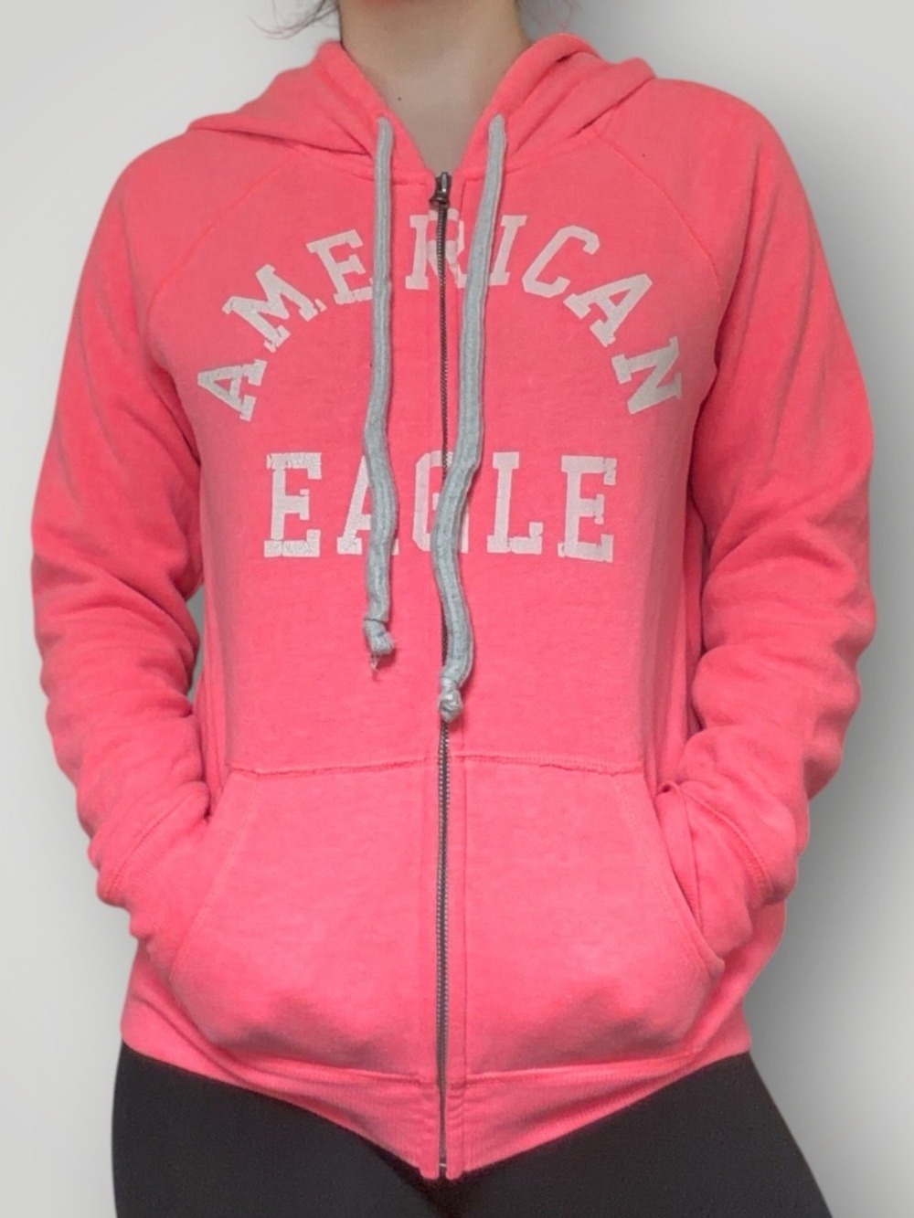 American Eagle Coral Zip-Up Hoodie